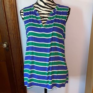 Gap size L sleeveless blouse blue and green